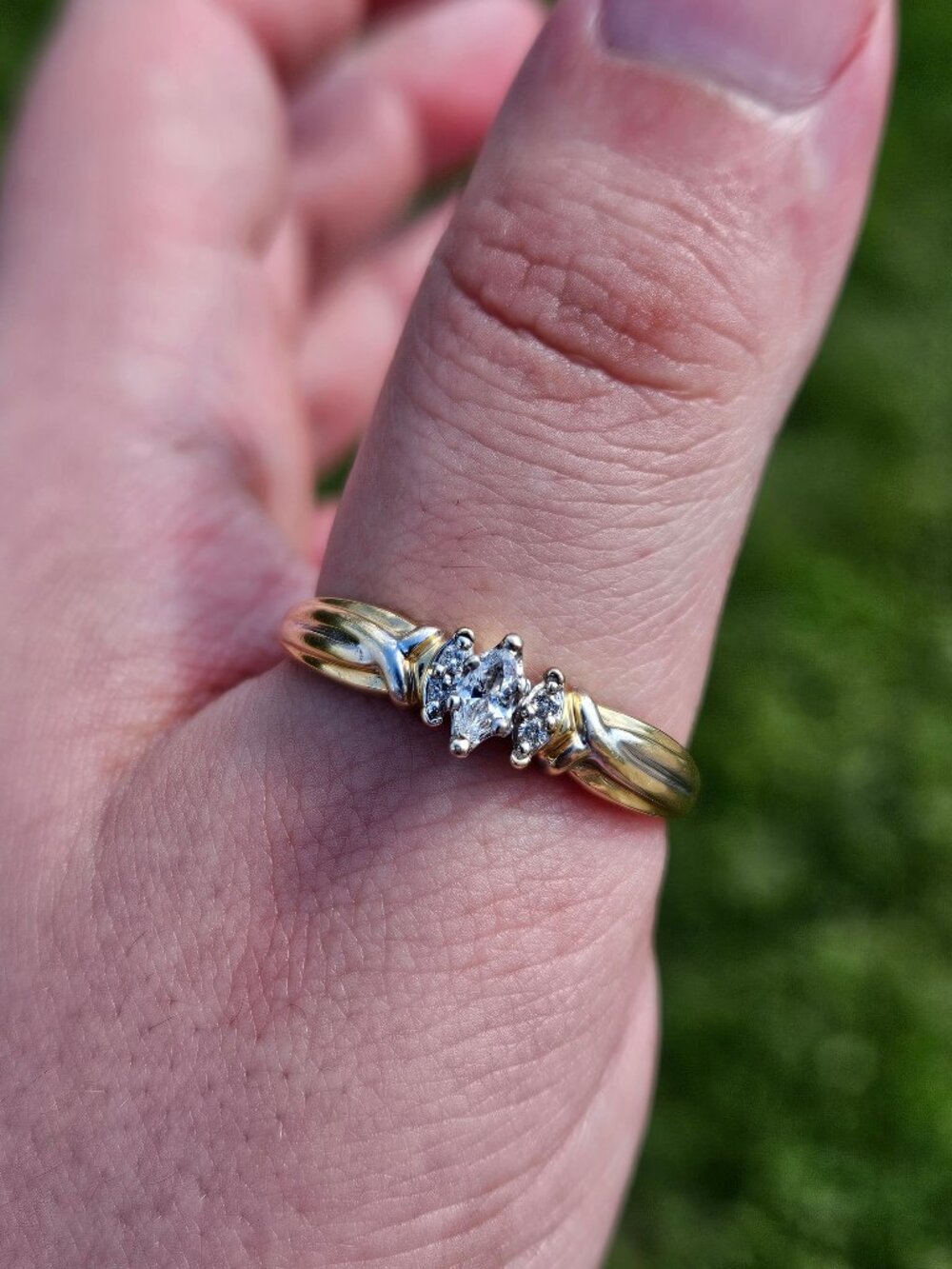 14K Yellow Gold Marquise Diamond Engagement Wedding Ring Size 11.25